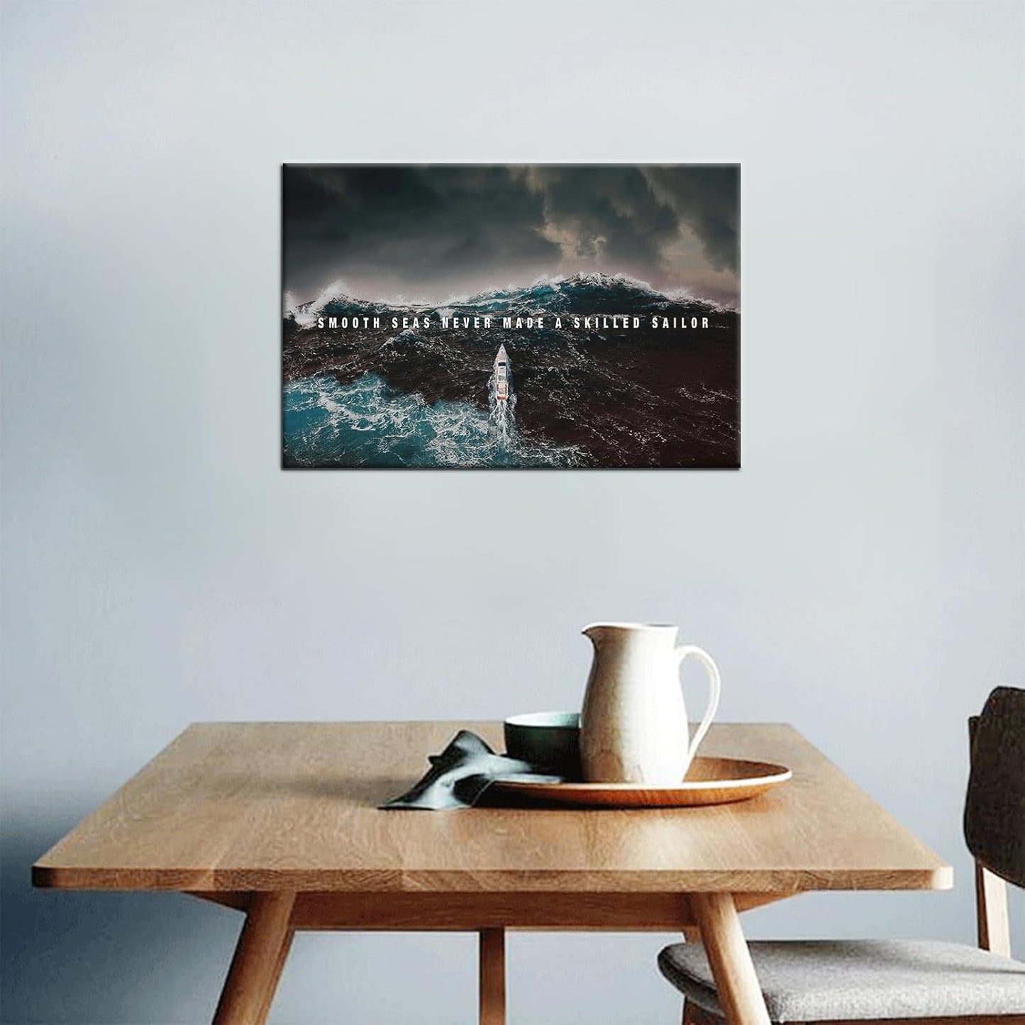 GoForArt Inspirational Canvas Wall Art, Famous Quote Prints Motivational Wall Decor, Boat Sea Poster for Office Living Room, Ocean Bedroom Dining Room Artwork Home Decoration 12x18in