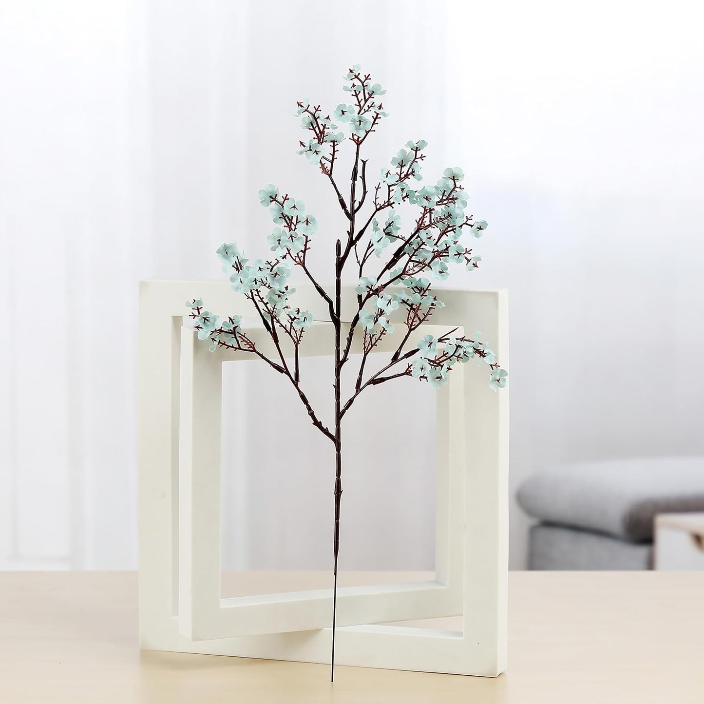 JAKY-Global Babys Breath Fabric Cloth Artificial Flowers 12 Bundle European Fake Silk Plants Decor Wedding Party Decoration Bouquets Real Touch DIY Home Garden (Grey Blue-12pcs)