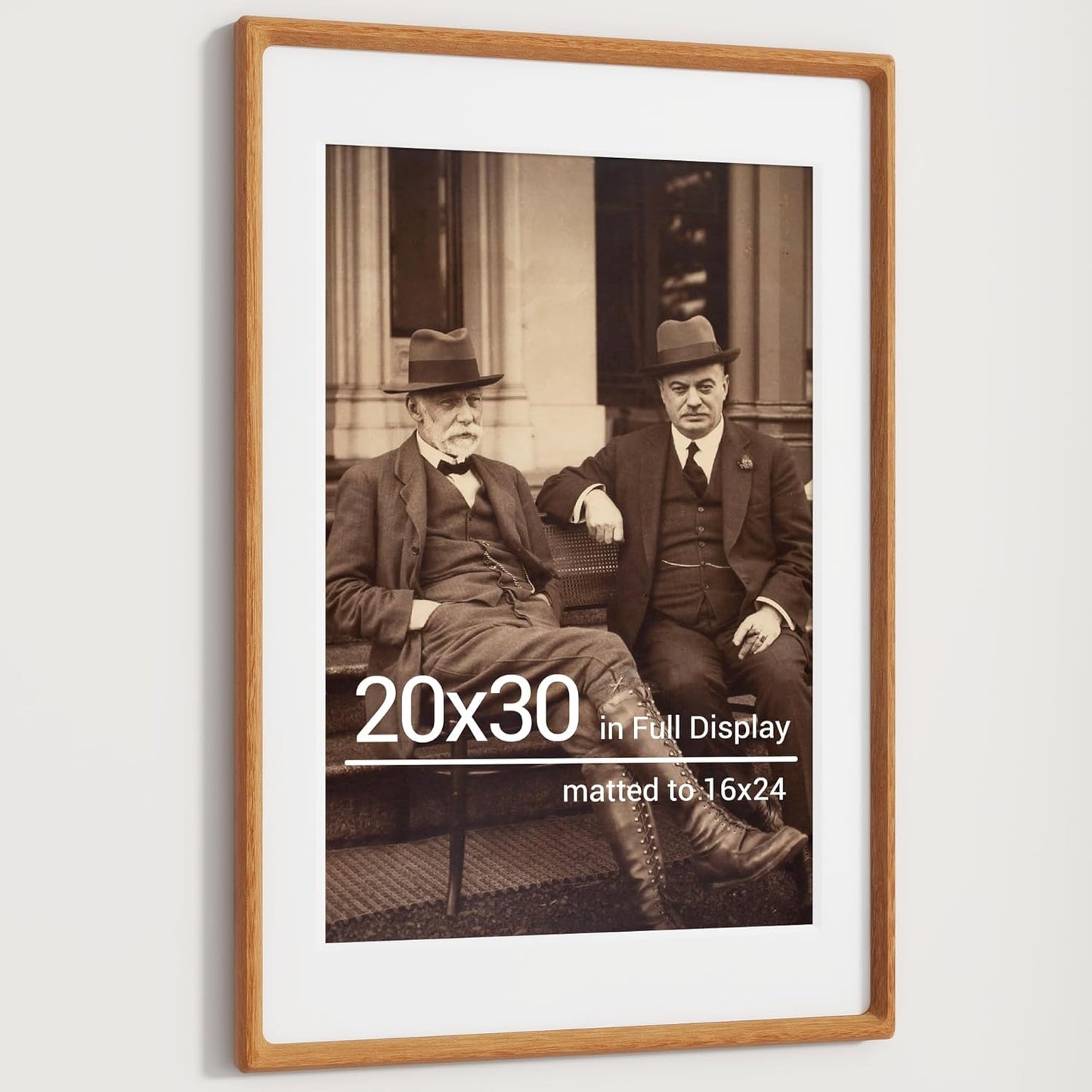 Heimlove 20x30 Picture Frames Natural Teak,Original Wood Hand Make Crafted Poster Frame with Mat to 16x24 Graduation Picture Display,Family Picture,Wedding Picture,Photo,Document Wall Decoration