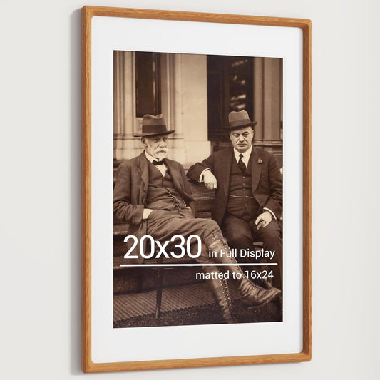Heimlove 20x30 Picture Frames Natural Teak,Original Wood Hand Make Crafted Poster Frame with Mat to 16x24 Graduation Picture Display,Family Picture,Wedding Picture,Photo,Document Wall Decoration