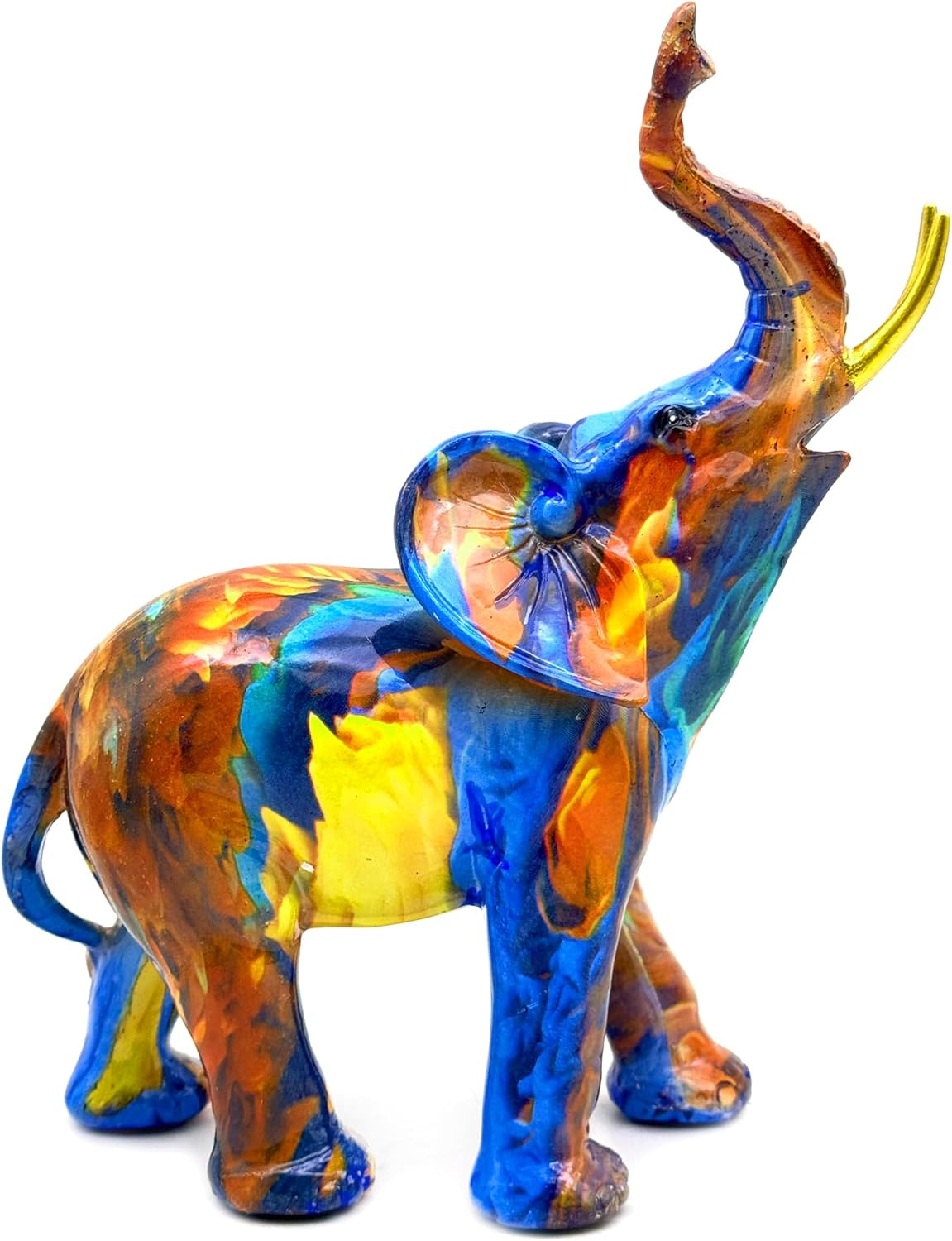 Colorful Elephant Statue Sculpture Figurine for Home, Office, Living Room, Desktop Decoration, Garden Outdoor Decor (Large)