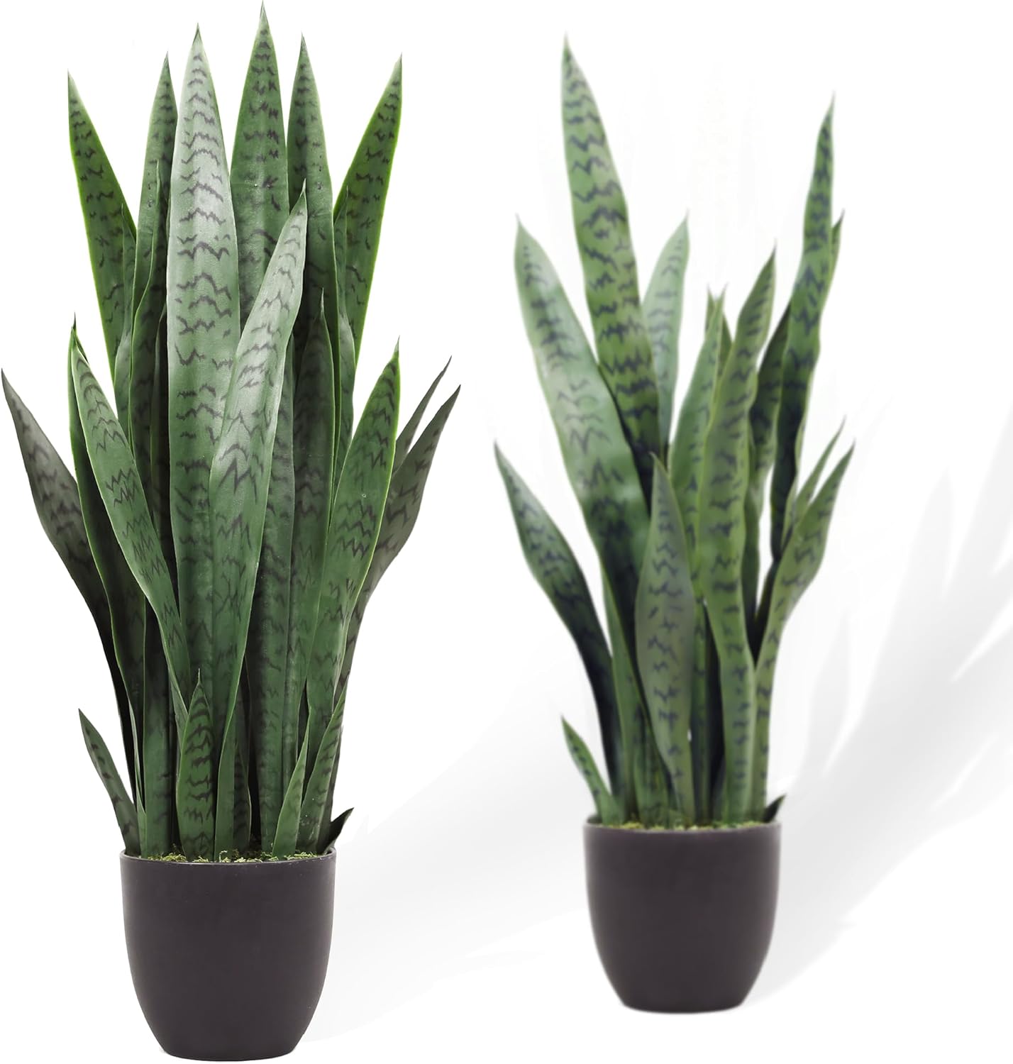 KOL 3FT 2-Pack Artificial Snake Plant, Fake Sansevieria Indoor Outdoor, 28 Thick PE Leaves Lifelike Faux Silk Plants, Home Living Room Decor 35in Mother in Law Tongue, Greenery for Office Decor, Green