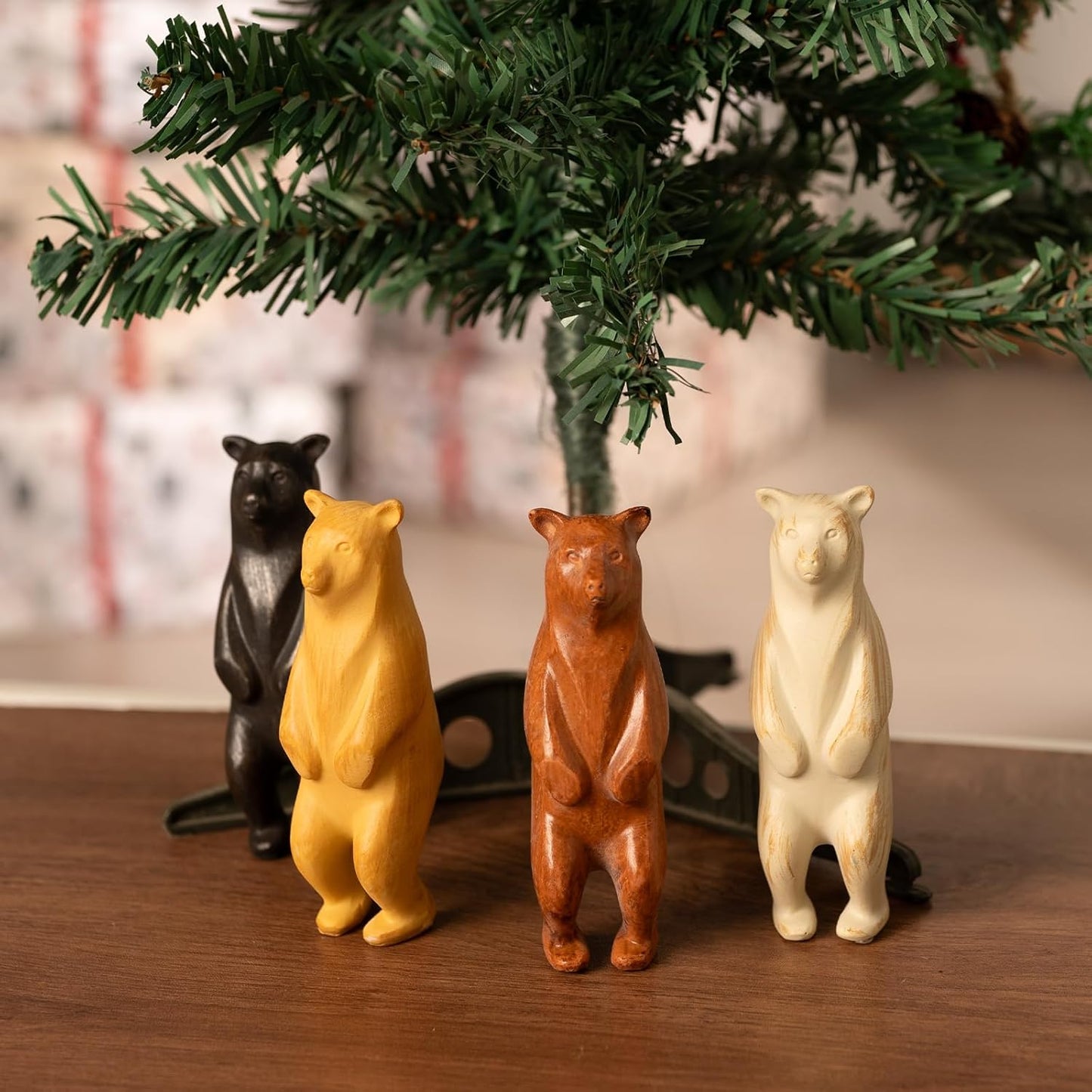 Handcrafted Resin Bear Figurine - 4-Inch Standing Bear Statue for Rustic Cabin Lodge Decorations - Unique Polar Gifts for Home - Smooth Texture & High Durability - Decorative Sculpture