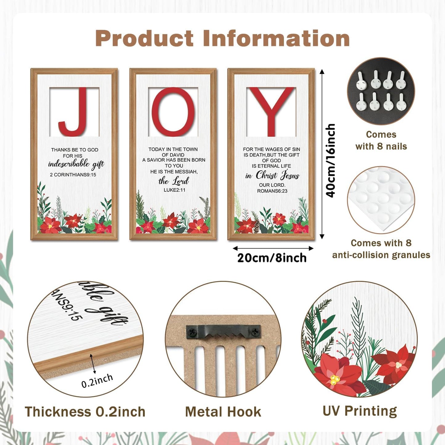 IARTTOP 3 Pcs Boho Scripture Wall Decor Bible Verse Wooden Wall Art Bohemian Minimalist Hanging Decor Religious Christian Artwork for Christmas Church Prayer Bedroom Decoration 7.9 x15.8 Inch