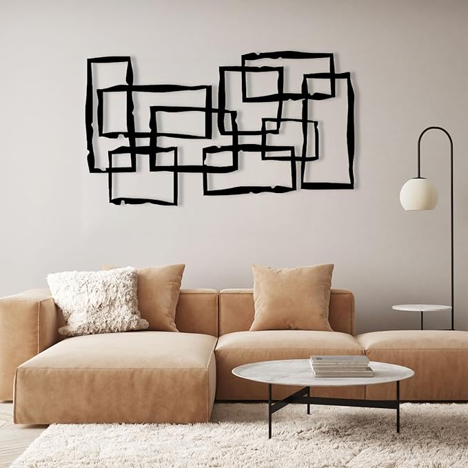 Cadeali Metal Wall Art-Decorative Abstract Metal Wall Art, Large Retro Metal Wall Decor, Mid-Century Vintage Wall Art, Modern Home Decor, Housewarming Gift (25.6 x 44.9” / 65 x 114 cm, White)