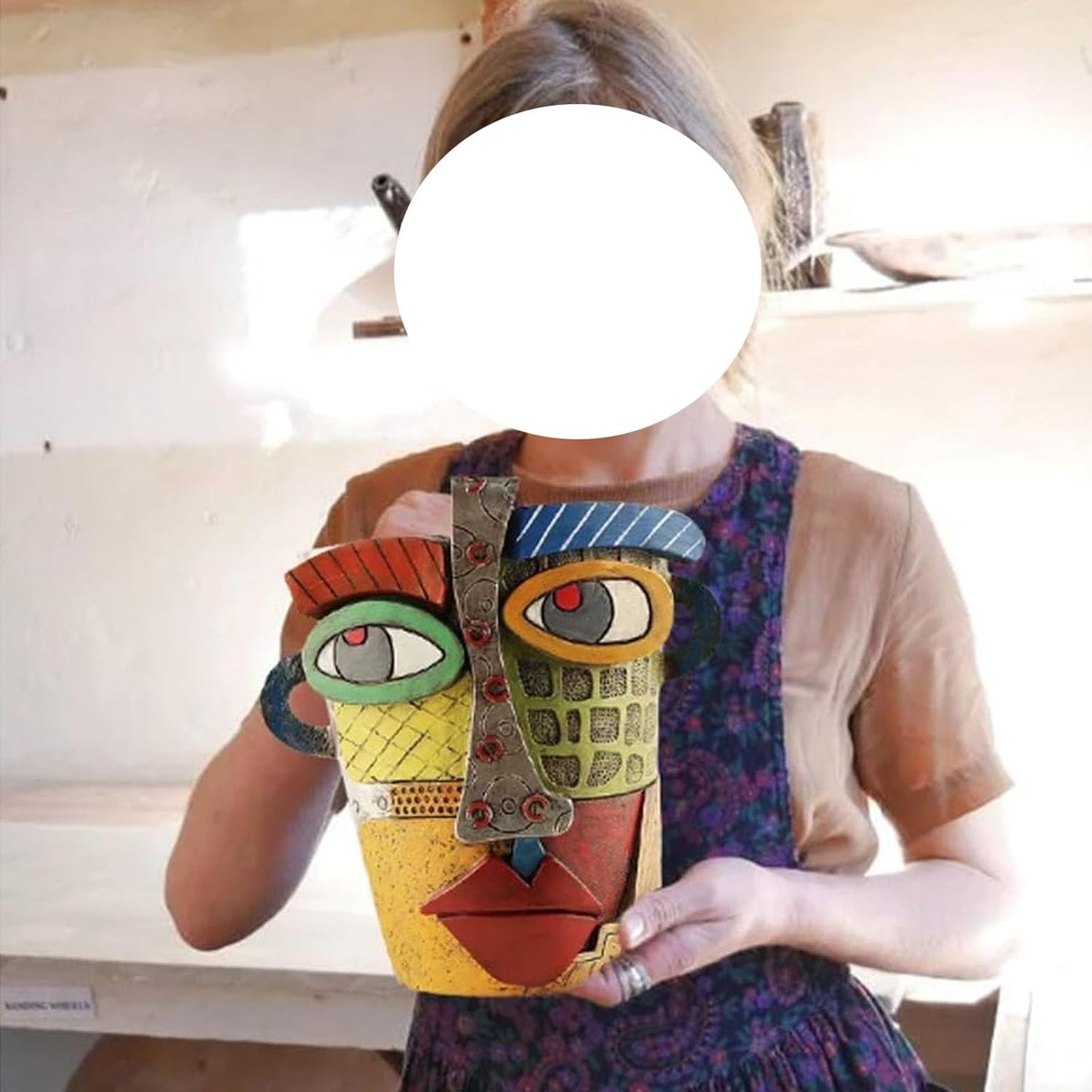 Generic Picasso Brutalist Abstract Beauty Face Flower Pot Acolorful Art Resin Handmade Face Planters Pots Head for Home Art Decor Balcony Ornaments (Modern), RCZED152