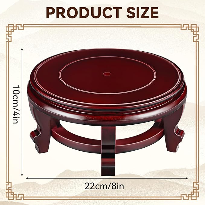 Yoiemivy 8 Inch Wooden Plant Stand Indoor Flower Pot Base Vase Display Shelf Chinese Fishbowl Planter Stands for Display Oriental Style Plant Pot Pedestal Stand