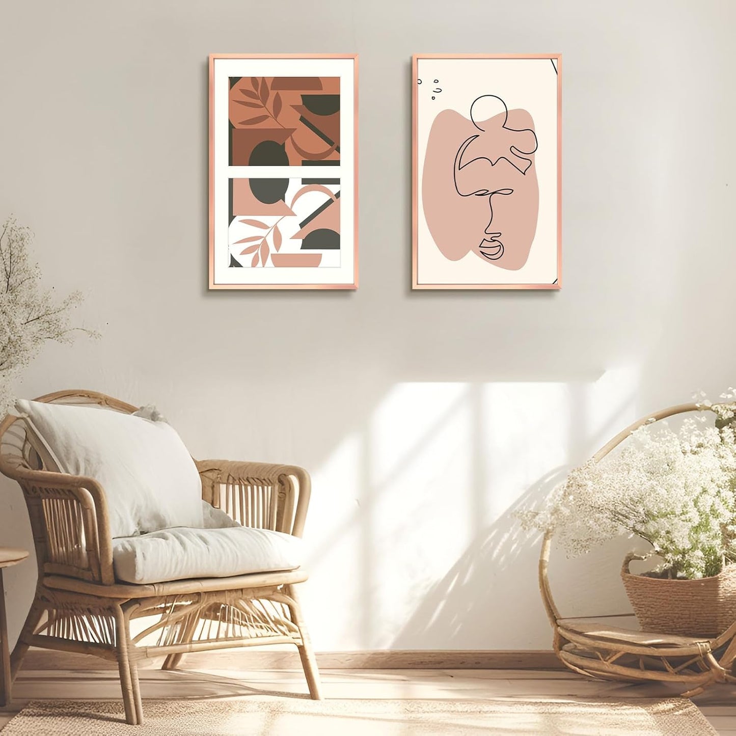 Frametory - 12x19 Aluminum Collage Picture Frame - Display 8x10 Pictures with 2 Openings Mat - Real Glass Front - Horizontal/Vertical Wall Mount - Rose Gold 1 Pack