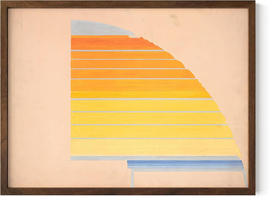 HAUS AND HUES Colorful Abstract Wall Art - Minimalist Retro Picture for Living Room Decor, Red and Pink Modern Wall Art Painting (Winold Reiss, Walnut Frame, 12x16)