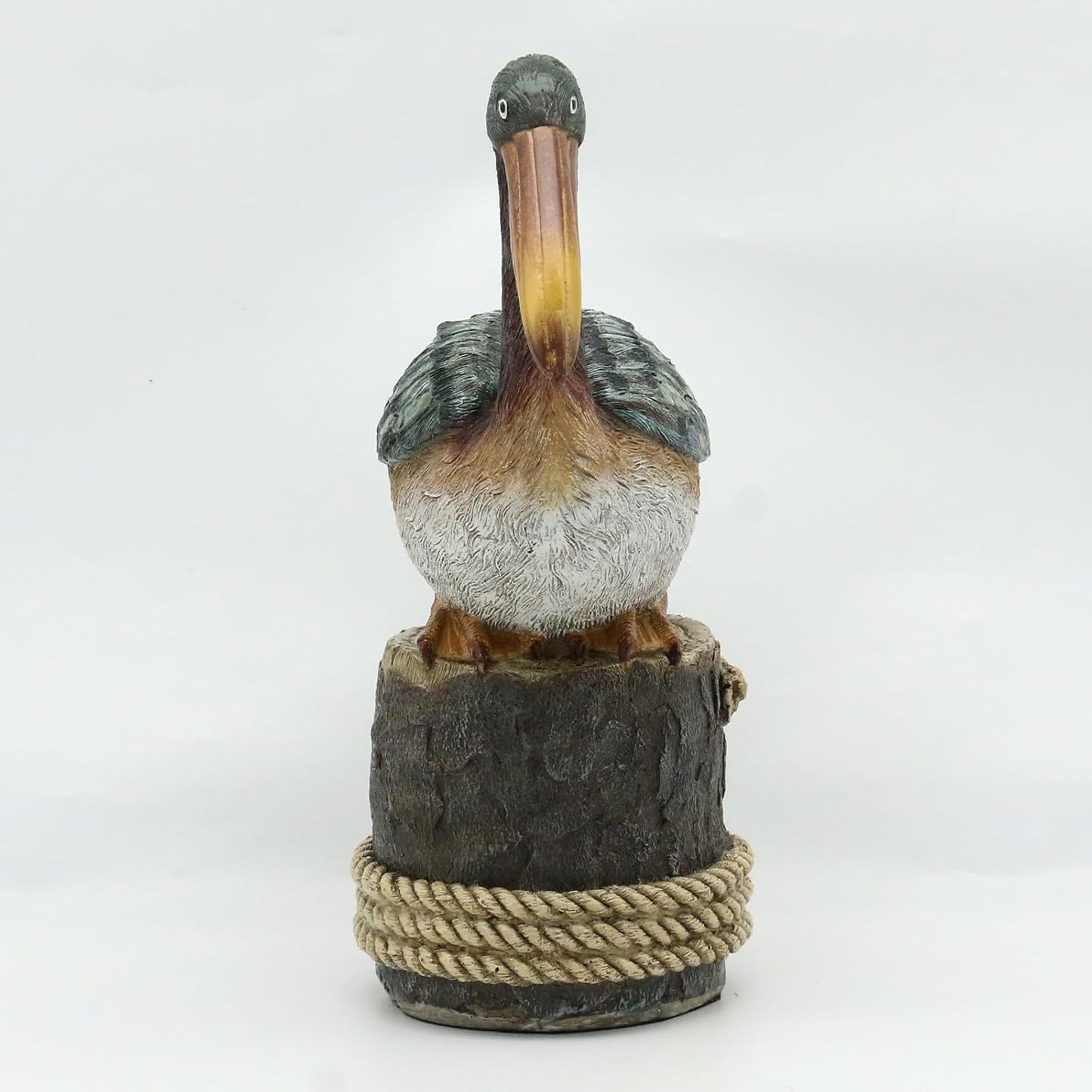 Lukitas Perching Pelican Statue and Sculpture Decor, Coastal Ocean Bird Figurine, Creative Decorative Ornament for Home Garden Yard Lawn Outdoor, Resin 12''