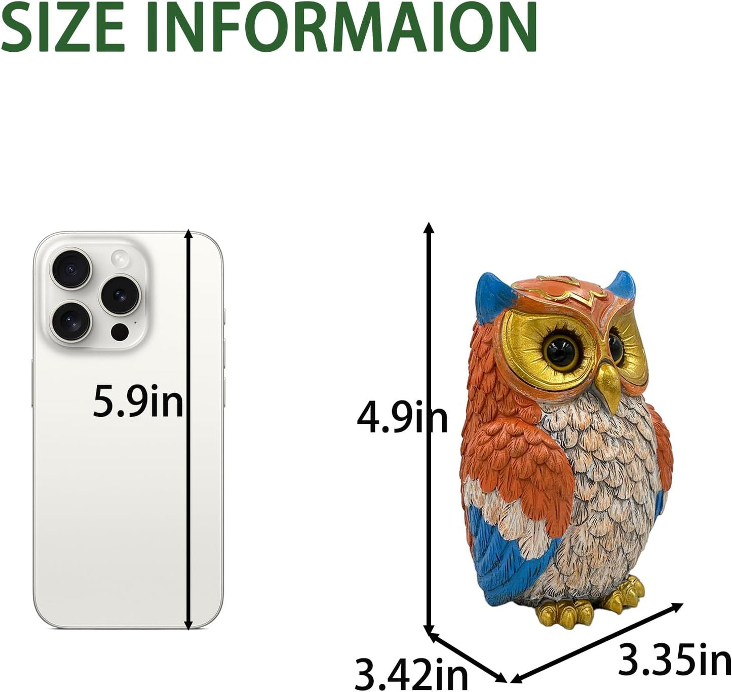 Cute Owl Figurine - Decorative Resin Statue with Gold Accents, 4.9 Inch Small Animal Decor for Home, Office, Kids Room, Gift for Owl Lovers