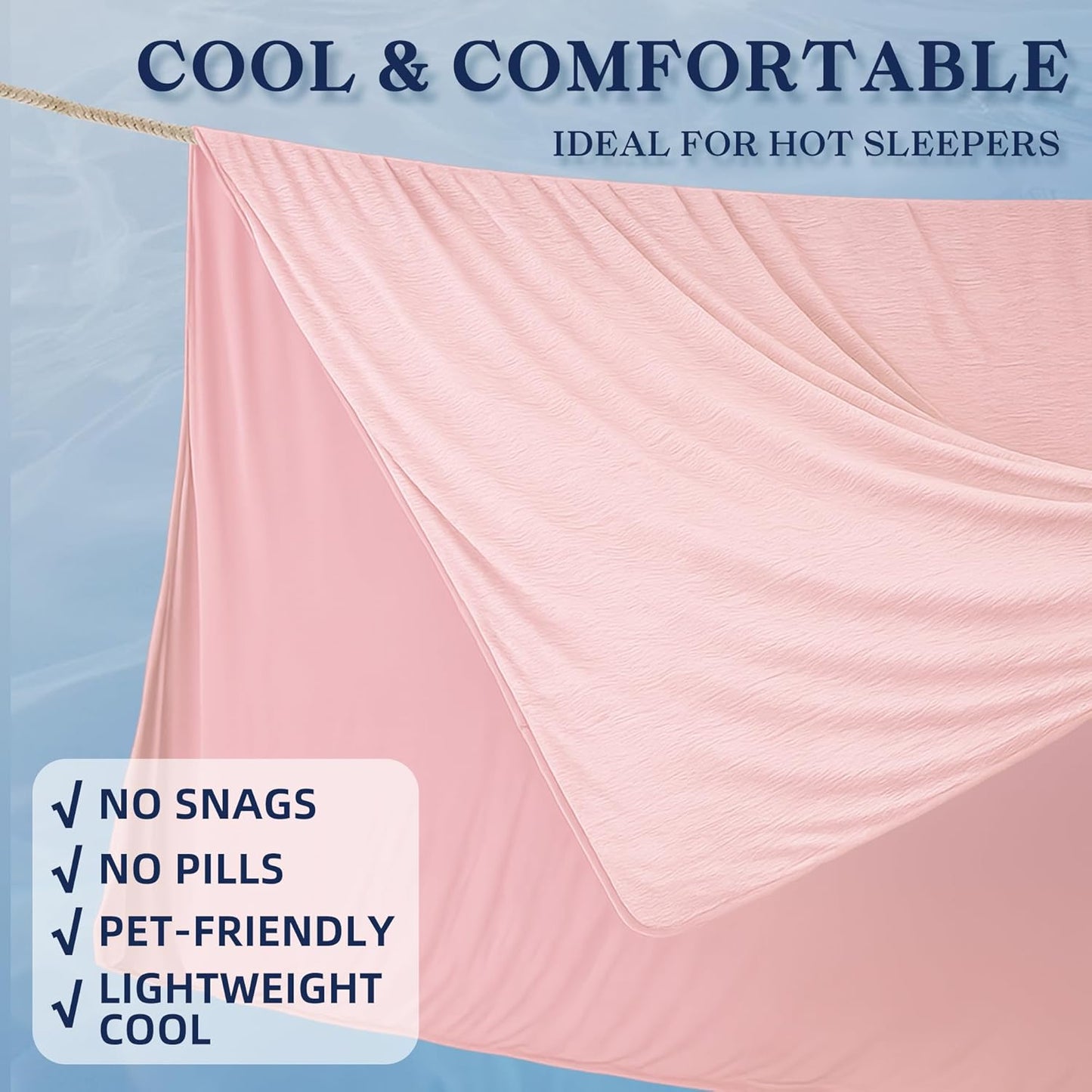 DOWNCOOL Cooling Blanket Queen Size, Pink Summer Blanket for Hot Sleeper and Night Sweats, Lightweight Soft Q-Max>0.4 Arc-Chill Cool Blanket