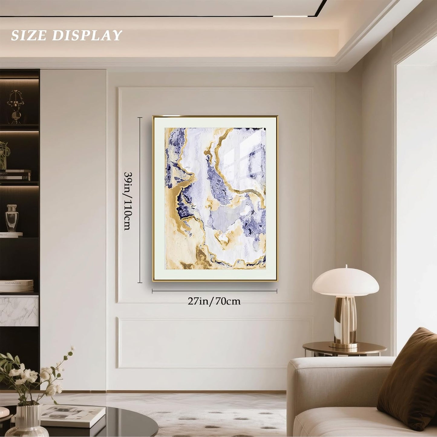 crmotu Abstract Wall Art, Gold Framed Wall Art, Marble Wall Art, Minimalist Aesthetic Canvas Large Painting, Modern Luxury Pictures for Living Room Bedroom Bathroom Office Art Prints 27X39 Inch
