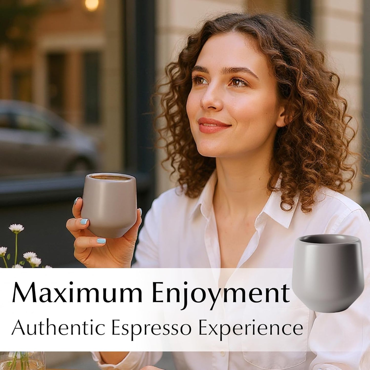 MIAMIO - Espresso Cups Set of 4 (3 oz) / Espresso Cup, Ceramic Espresso Cups, Handleless Mug, Japanese Tea Cups - Luxe Collection (Classic Pastel)