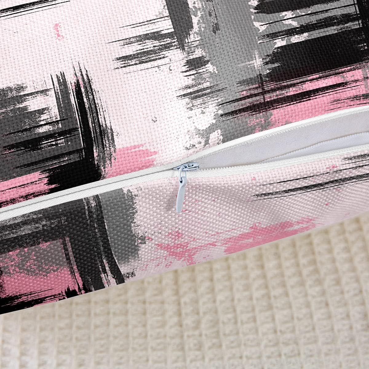 Feelyou Abstract Throw Pillow Covers for Couch Sofa Bed, Set of 2 Modern Abstract Art Decorative Pillows Cushion Covers, Retro Pink Black Pillow Inserts Not Included, 16x16 inch