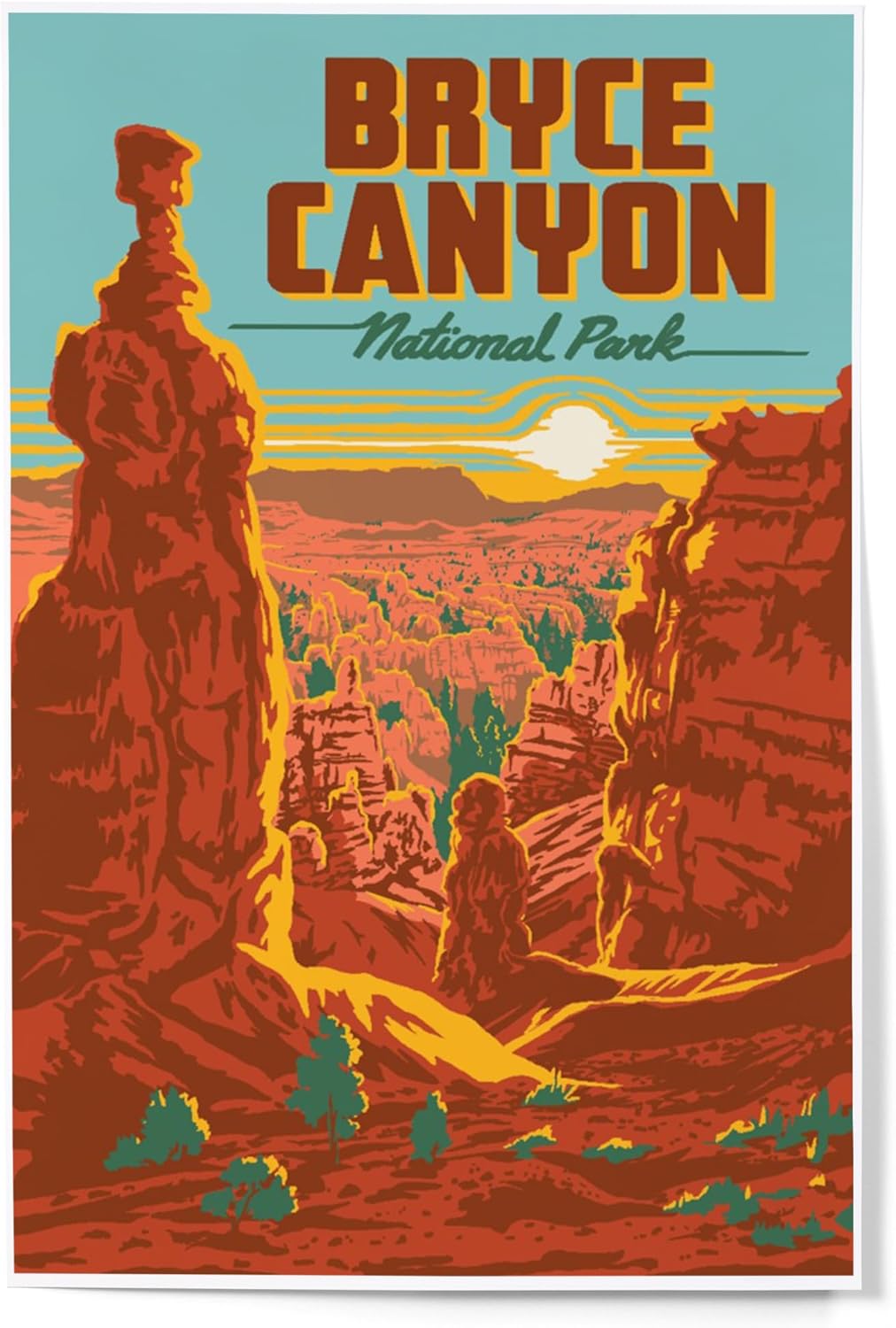 Lantern Press 12x18 Inch Art Print Wall Decor, Bryce Canyon National Park, Utah, Explorer Series, Bryce Canyon