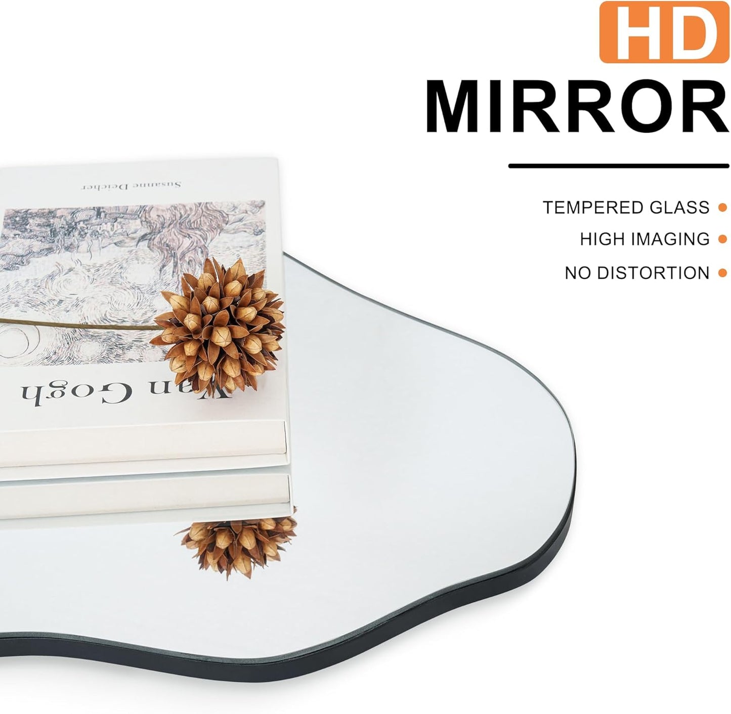 Irregular Wall Mirror, 31.2"x 16.7" Asymmetrical Mirror for Bathroom Bedroom Living Room Entryway, Modern Decorative Mirrors Hanging