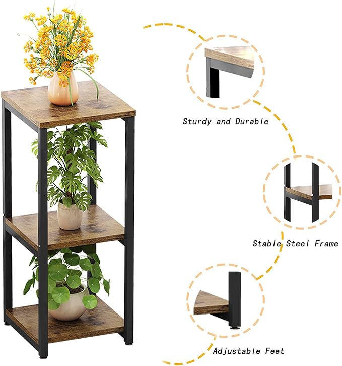 Plant Stand Indoor Corner Tall 3 Tier Metal Modern Flower Storage Plant Shelf Holder for Living Room Balcony Garden,Black (3 Tier-Black)