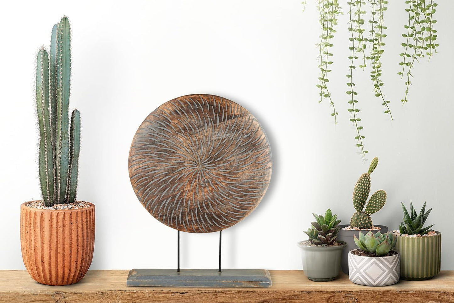 Farmhouse Table Sculpture Home Decor Statue Mandala Carved for Modern Home 10" x 14", Living Room, Fireplace Mantel Shelf, Table and Entryway Decor Stand KHST04