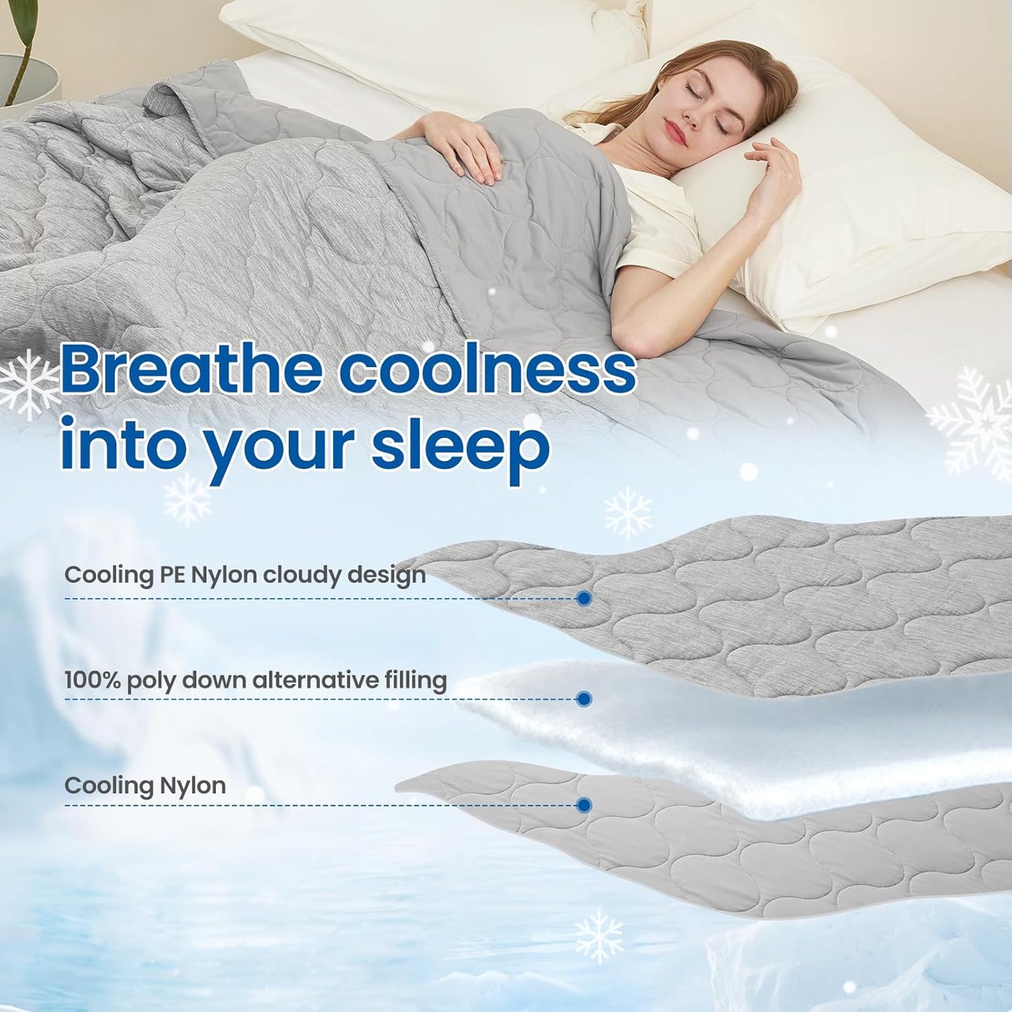 Cozy Bliss Cooling Dual-Sided Blanket for Hot Sleepers, Q-Max>0.46 Lightweight Soft Breathable All Seasons Double Side Cooling Throw for Night Sweats (Silver Grey, 80"x90")