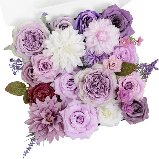 TINGE TIME Fake Flowers Artificial Flowers Peonies Bulbous Chrysanthemum Daisy Hydrangea Sunflower Violets Dahlia Daffodils Epiphyllum Orchid Cherry Blossom Camellia Leyaron (Light Purple)