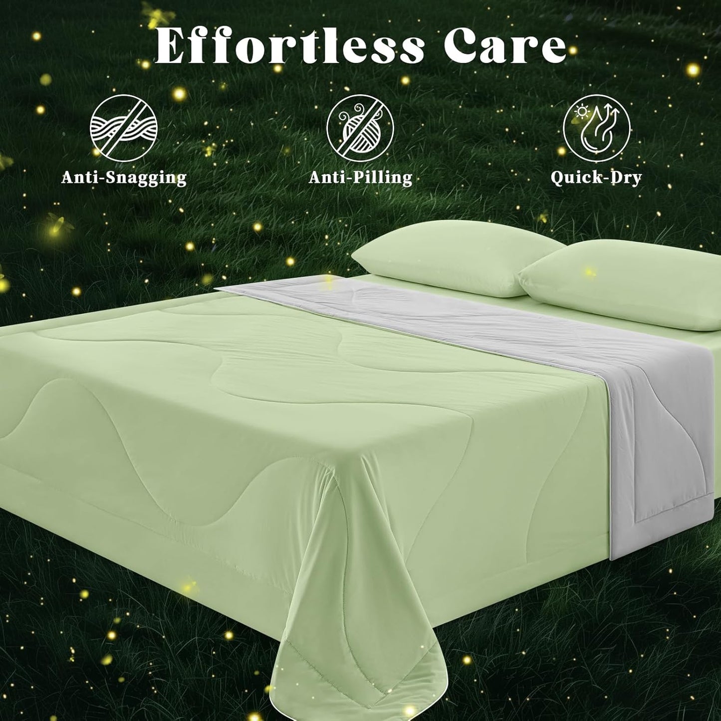 Cooling Comforter Queen Size, Double-Sided Cooling Blanket for Hot Sleepers & Night Sweats, Arc-Chill Q-Max > 0.4 Breathable Ice Blanket, Lightweight Cold Comforter (80''x90'', Light Green)