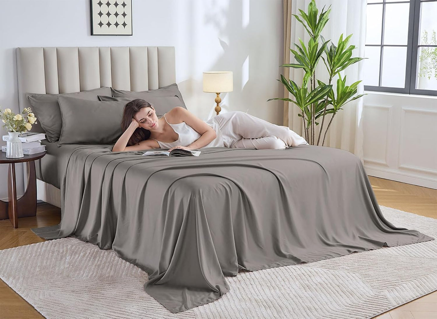 King Sheets by Pure Bamboo, Genuine 100% Organic Viscose Derived from Bamboo Bed Sheet Set, Luxuriously Soft & Cooling, Double Stitching, Lifetime Quality Promise (King, Graphite)