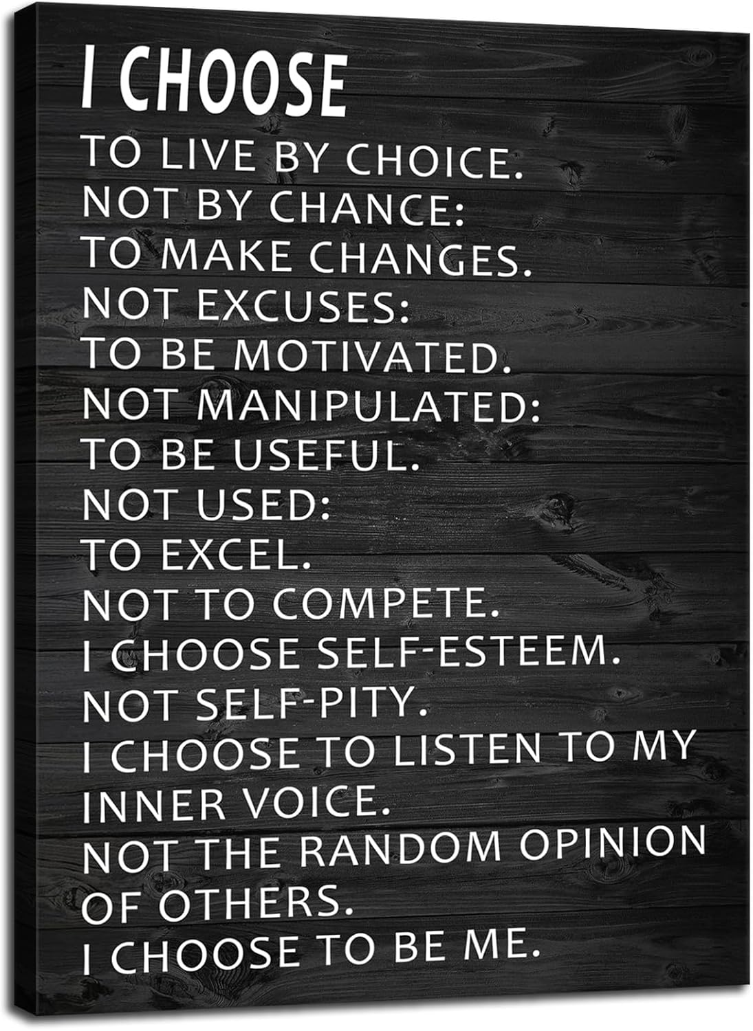 Inspirational Wall Art Pictures Office Wall Decor Motivational Quotes Canvas Painting I Choose to Live by Choice Artwork Framed Home Decor for Bedroom Living Room Ready to Hang[30″W X 40′'H]