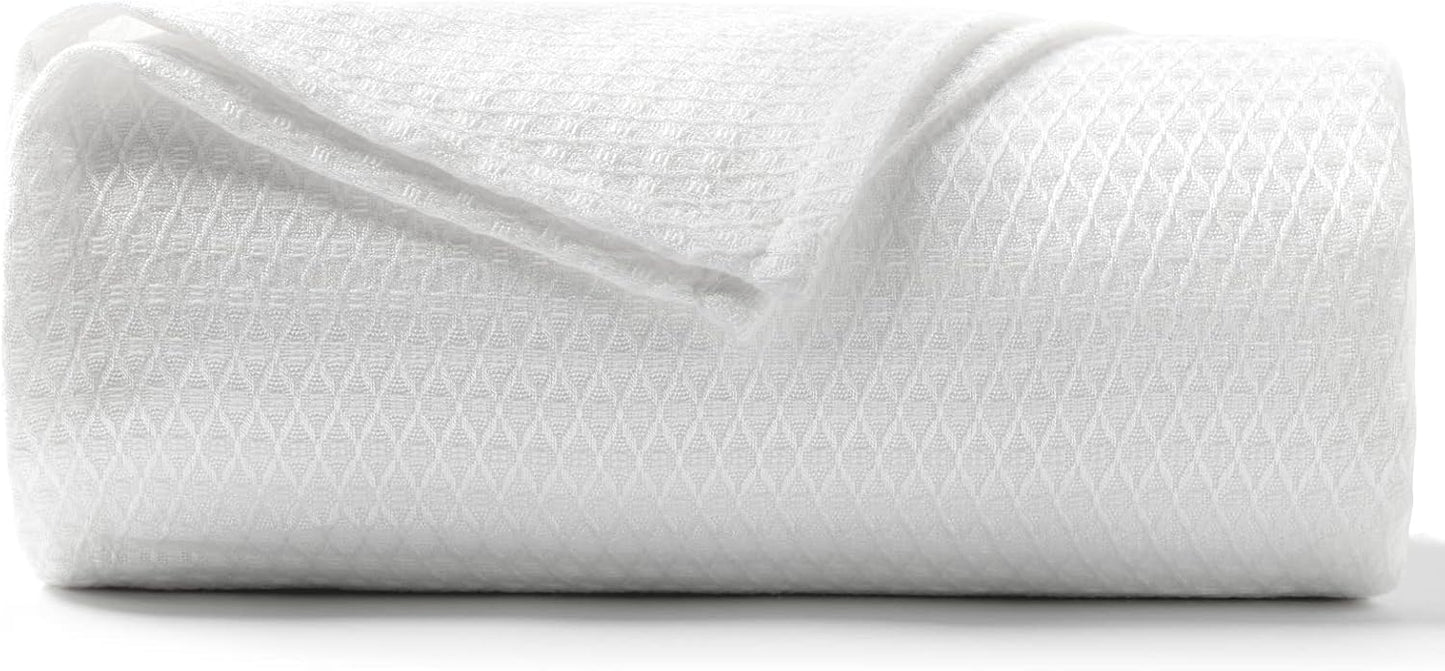 DANGTOP Cooling Blankets for Hot Sleepers, 100% Rayon Absorbs Body Heat to Keep Cool on Warm Night, Ultra-Cool Lightweight Blanket(90x90 inches, White)