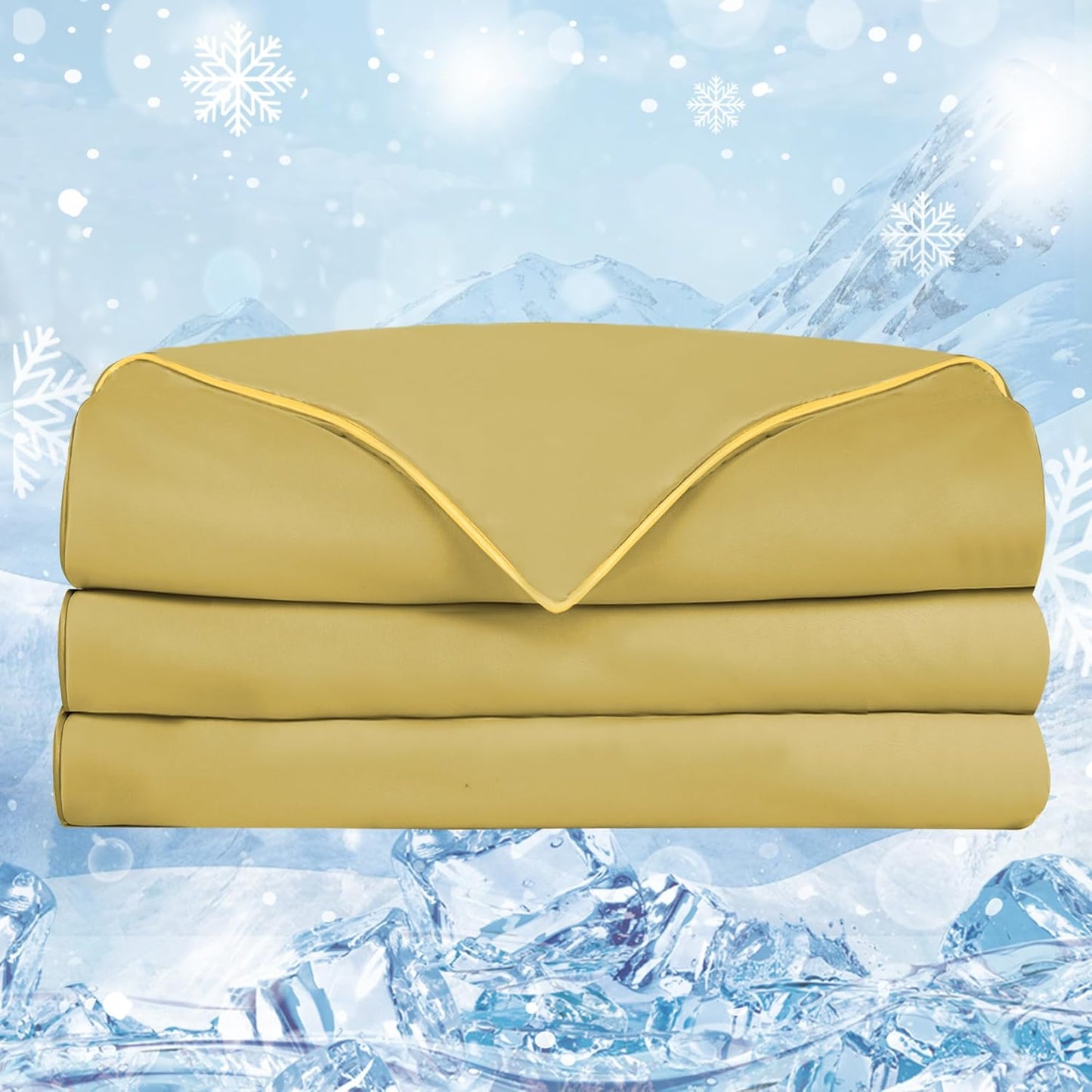 Cooling Comforter Summer Blanket for Hot Sleepers, Ultra-Cool & Cozy, All Season Comfort, Double-Sided Cold Blanket for Night Sweats, Queen Size 78" x 90", Dusty Mustard