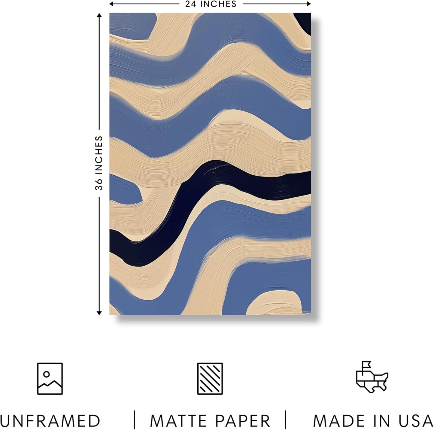 HAUS AND HUES Modern Abstract Wall Art - Blue and Green Living Room Art, Modern Artwork for Walls, Minimalist Picture for Living Room(Blue Abstract Pattern 4, Unframed, 24x36)