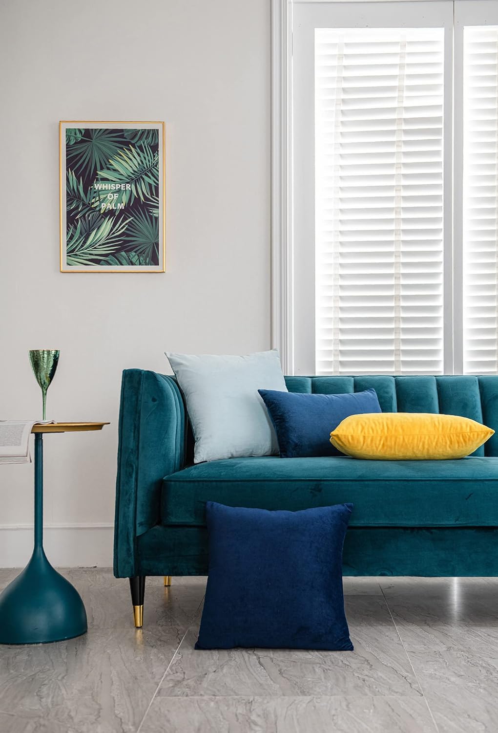 Couch Pillow Cases 22x22 Navy: 2 Pack Cozy Soft Velvet Square Throw Pillow Covers for Farmhouse Home Decor