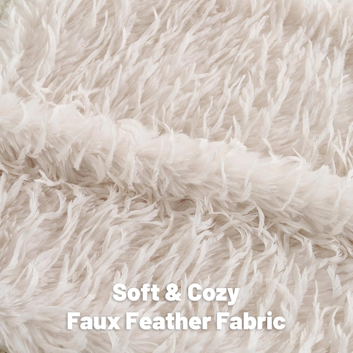 FUTEI Cream White Decorative Throw Pillow Covers 16x16 Inch Set of 2,Soft Fluffy Faux Feather Texture Cushion Cases,Modern Home Luxury Decor for Couch Bed Living Room