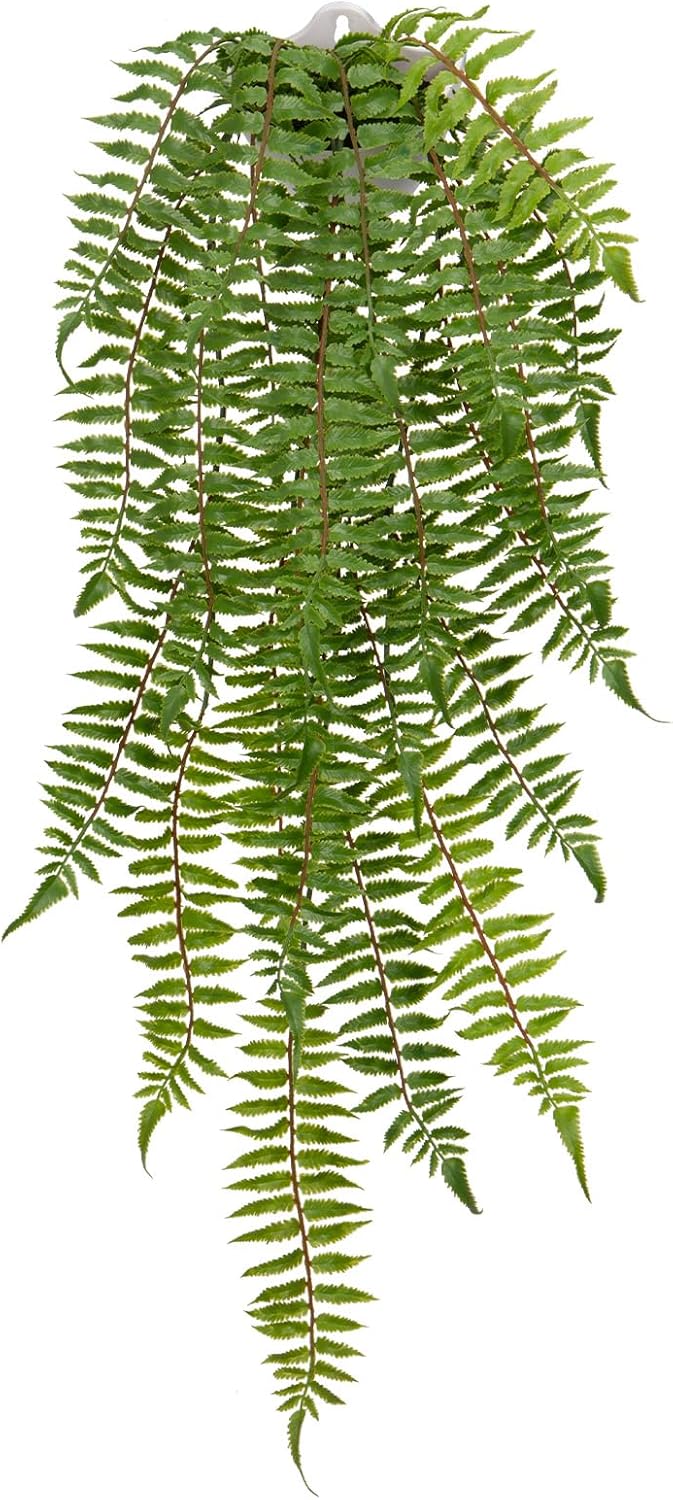 Hollyone Artificial Fern Hanging Plants Potted Fake Boston Ferns Ivy Vines Hanging Wall Plants Realistic Faux Ferns Greenery Plants for Wall Outdoors Indoors Home Office Garden Patio Decorations