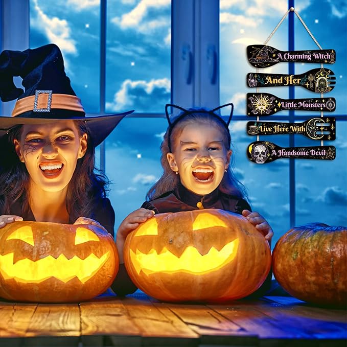 TOARTi Halloween Witch Kitchen Wood Wall Decor(11.4x17), Rustic Spoon Shaped Witchy Wall Art Hanging Sign, Gothic Aesthetic Witchcraft Wooden Plaque for Home Kitchen Front Porch Office Door