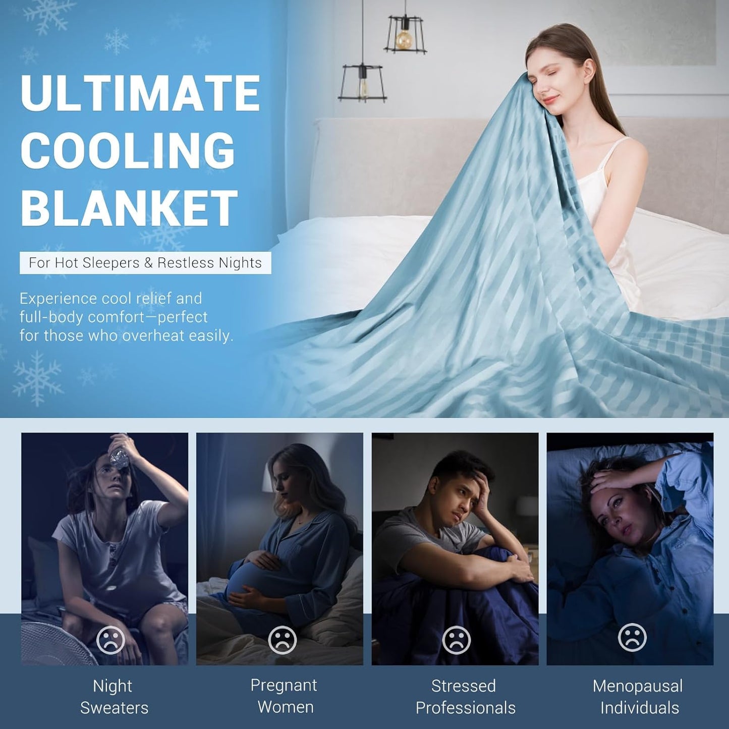 Elegear Revolutionary Cooling Blanket King, Absorbs Heat to Keep Body Cool for Night Sweats, Double Sided Arc-Chill3.0 Cooling Fiber Q-Max>0.5, Lightweight Summer Cold Blankets for Sleeping 90“ x 108”
