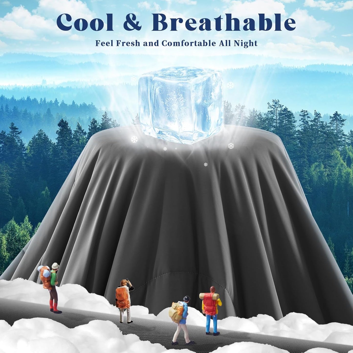 Cooling Comforter King Size, Double-Sided Cooling Blanket for Hot Sleepers & Night Sweats, Arc-Chill Q-Max > 0.4 Breathable Ice Blanket, Lightweight Cold Comforter (108''x90'', Dark Grey)