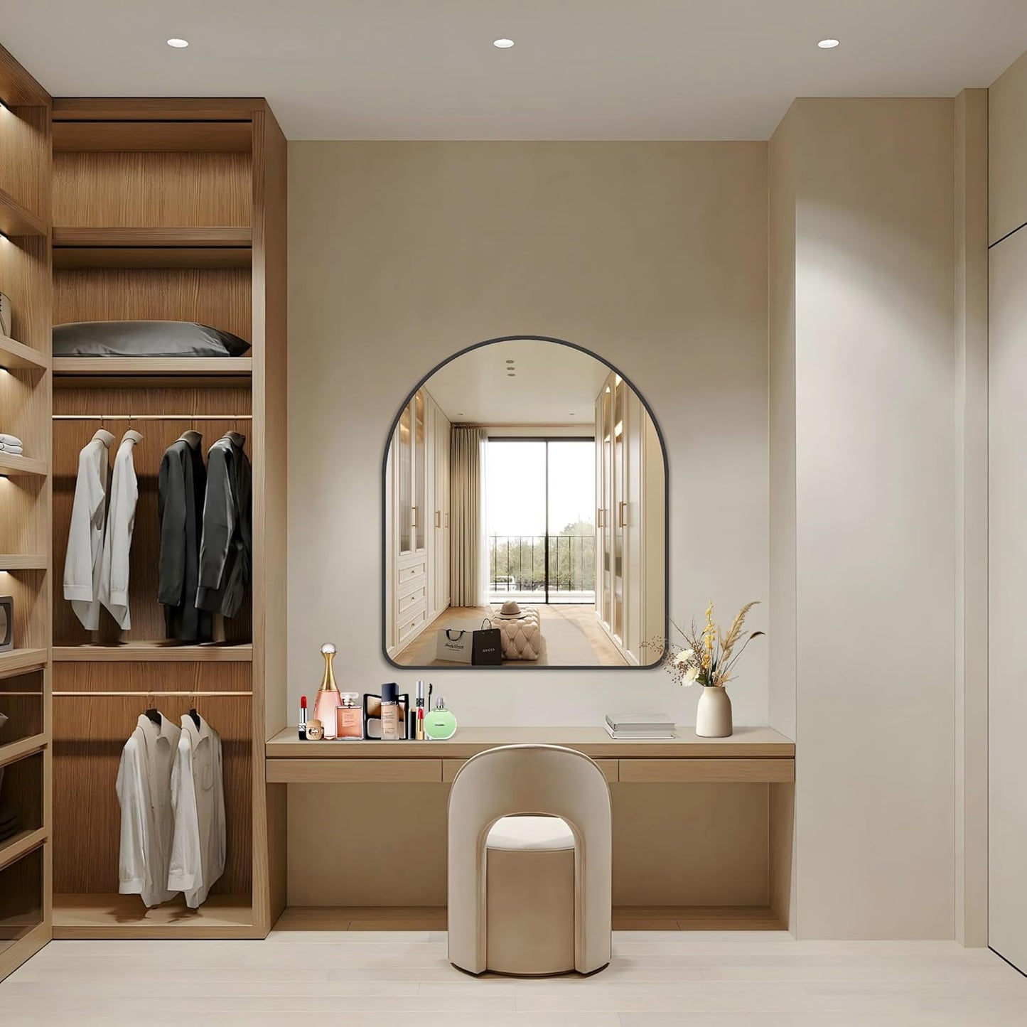 FORBATH Arched Mirror 36x40 Inch, Black Arched Mirror Wall Mounted Modern Black Aluminum Frame Decor Large for Dresser Bedroom Living Room Entryway, Hanging or Leaning Against Wall