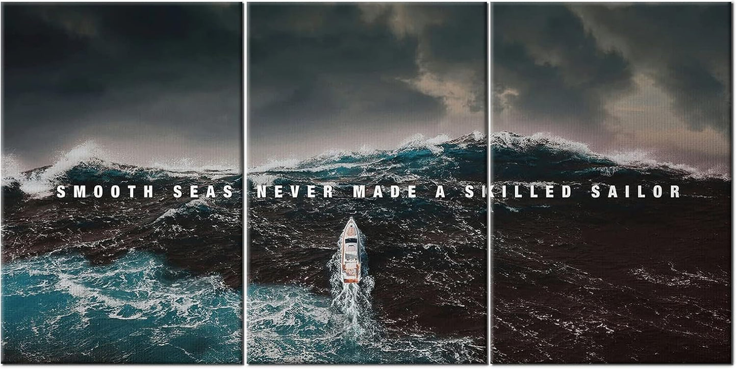 GoForArt Inspirational Canvas Wall Art, Famous Quote Prints Motivational Wall Decor, Boat Sea Poster for Office Living Room, Ocean Bedroom Dining Room Artwork Home Decoration 48x24in