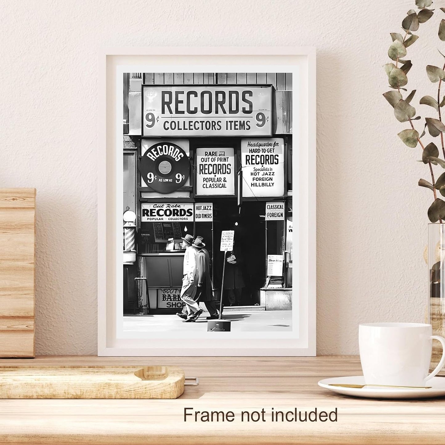Fashion Black And White Photography Wall Art Vintage Preppy Record Shop Poster Retro Trendy Music Art Aesthetic Canvas Print for Music Lovers Gifts 20x30in Unframed