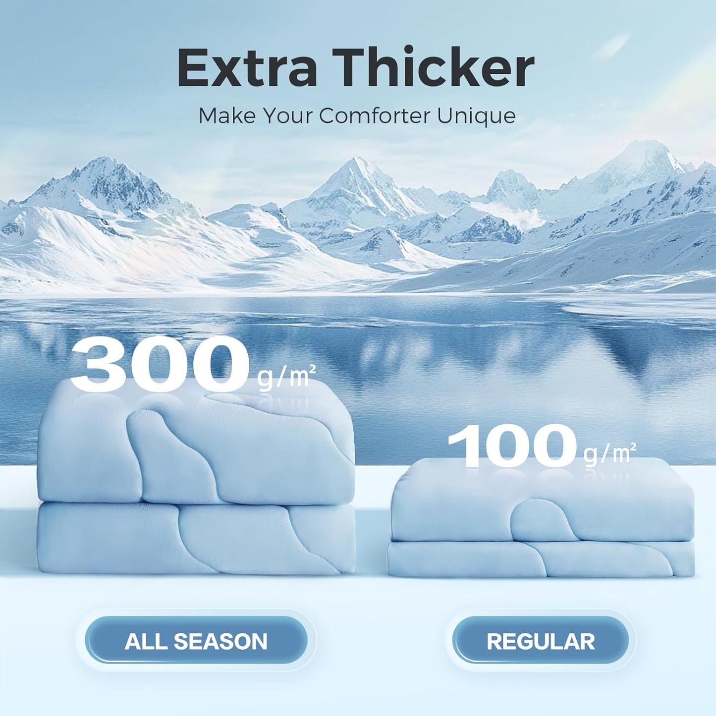 EASELAND All Season Cooling Comforter Twin, Cold Touch Fabric Absorbs Body Heat, 300GSM Super Soft, Cooling Blanket for Night Sweats Hot Sleeper (Blue-All Season, Twin(68"X90"))