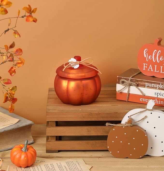 2025 Cinnamon Pumpkin Candle, Pumpkin Fall Candle, Thanksgiving Fall Table Centerpiece, Farmhouse Pumpkins Shaped Candles for Harvest Time Home Decor, 12oz