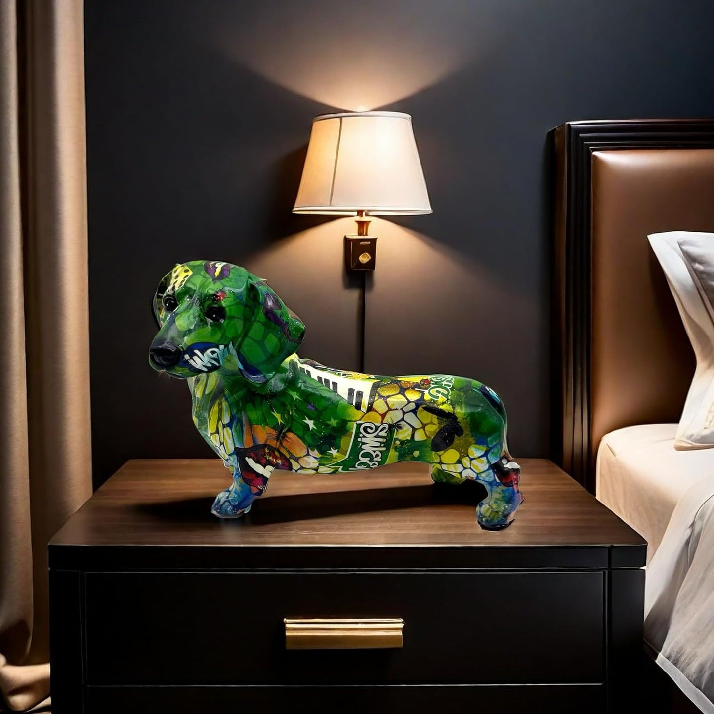 FUNSXBUG Colorful Dachshund Dog Statue Art Figurines Sculpture Collectibles Home Office Desktop Decor Outdoor Garden Display Decoration (Dachshund Dog 3)