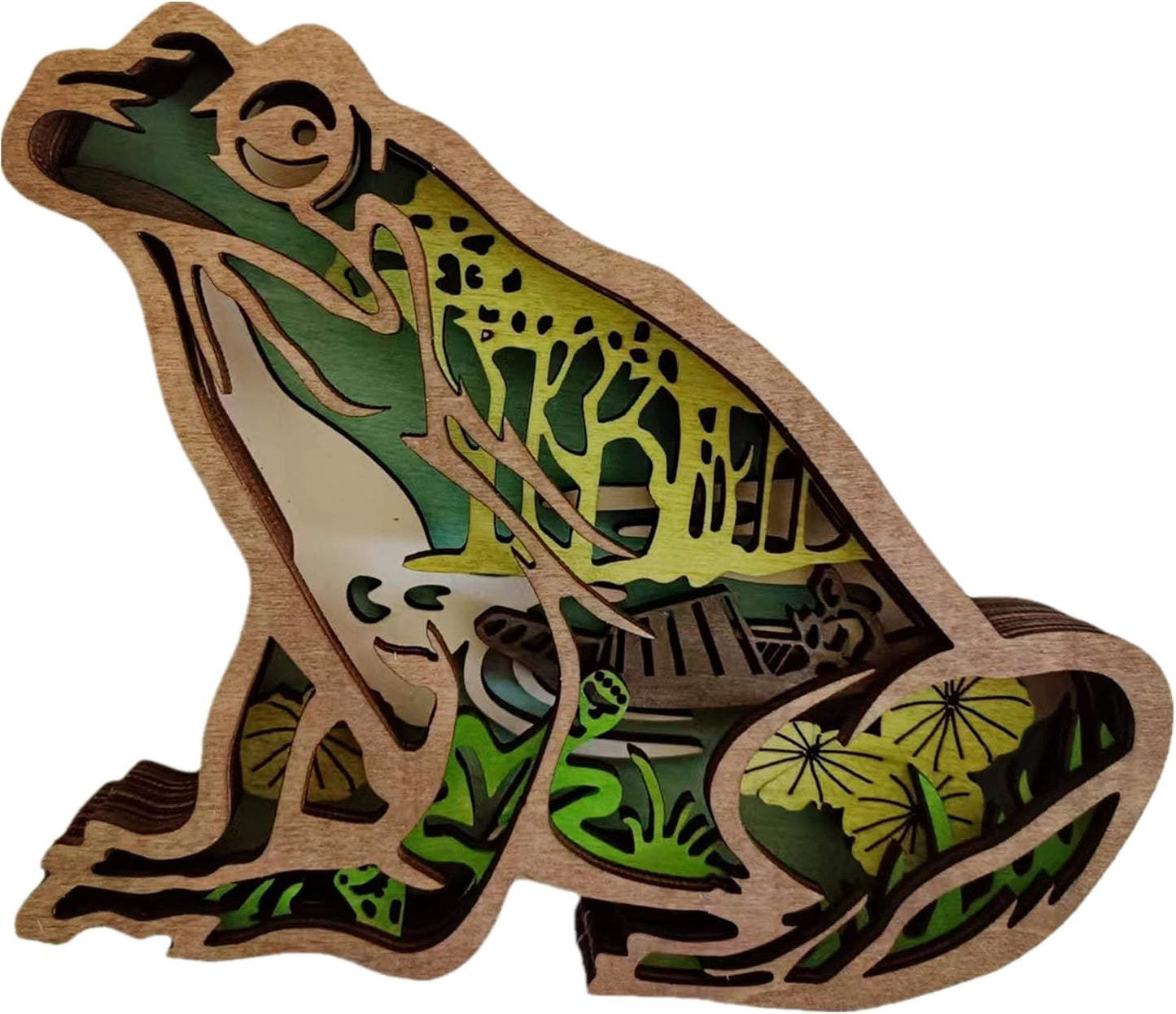 Forest AnimalDesk Art Decor Wooden Farmhouse Table Decoration, Cabin Decor Nursery Decor Mountain Decor for Bedroom Living Room (Frog)