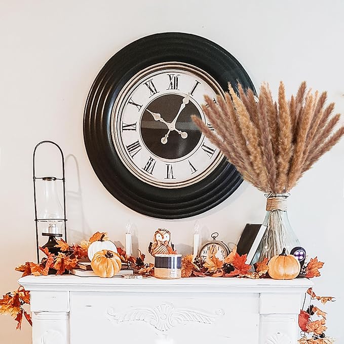 Uieke 120pcs Dried Brown Pampas Grass, 17" Natural Dried Flowers Arrangements Dried Reed Plumes for Home Boho Wedding Party Decoration