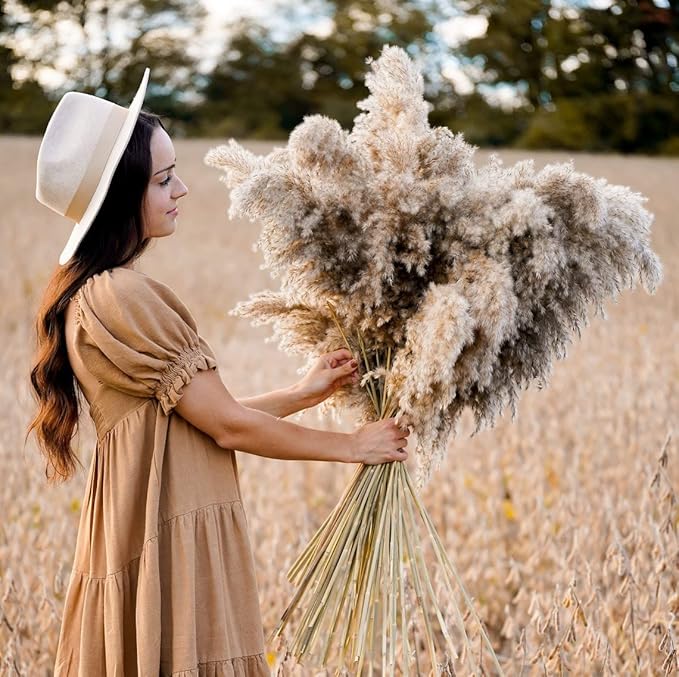 12 Pcs Large Dried Pampas Grass Decor Tall 35 inches, Boho Decor Pompas Floral for Arrangements Home Wedding Yard Party Photography, Fluffy