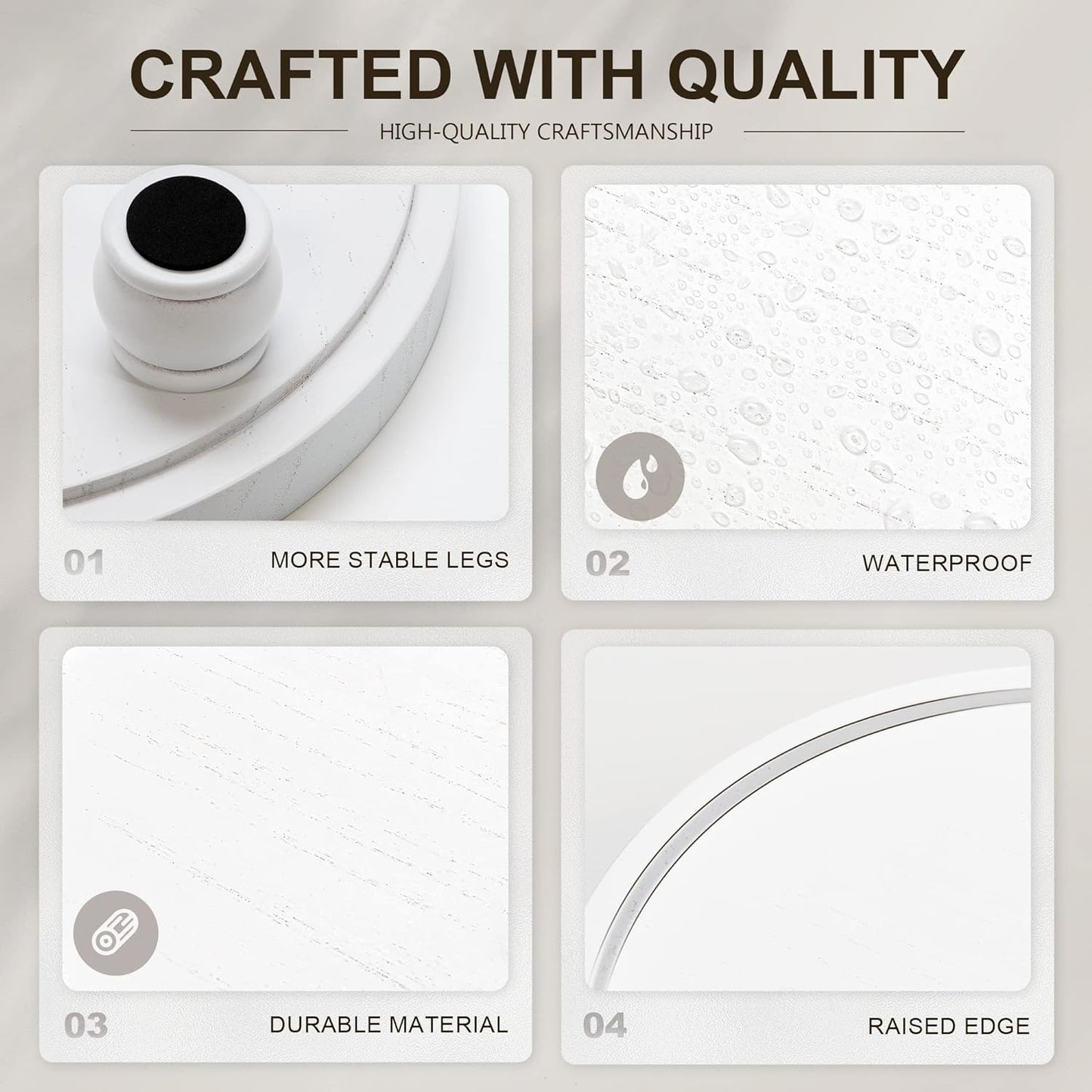 EOSAHR Decorative Wooden Riser for Home Decor : Farmhouse Display Stand for Kitchen Counter, Bathroom Sink and Home Decor - Rustic Round Waterproof Pedestal Tray for Soap, Plant Holder (White)