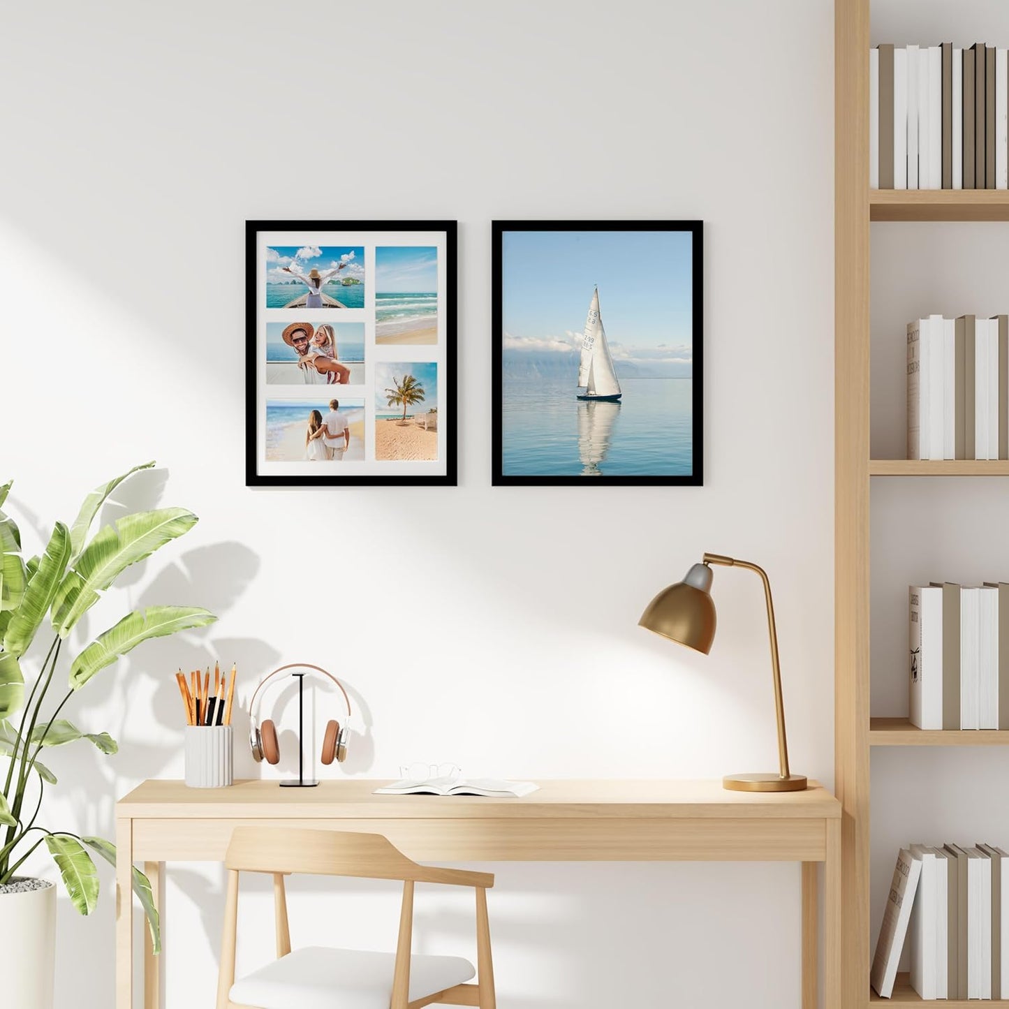 decorUhome 11x14 Picture Frames Collage Wall Decor, Display 5Pcs 4x6 Photos with Mat or 1Pcs 11x14 Unmatted, 5 4x6 Collage Picture Frames for Wall Mounting, Black