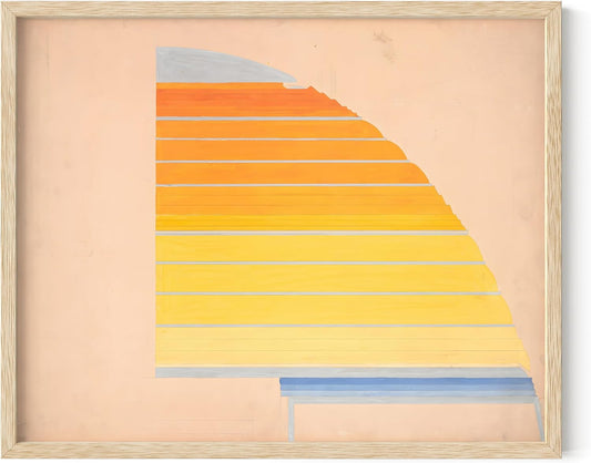 HAUS AND HUES Colorful Abstract Wall Art - Minimalist Retro Picture for Living Room Decor, Red and Pink Modern Wall Art Painting (Winold Reiss, Beige Frame, 8x10)