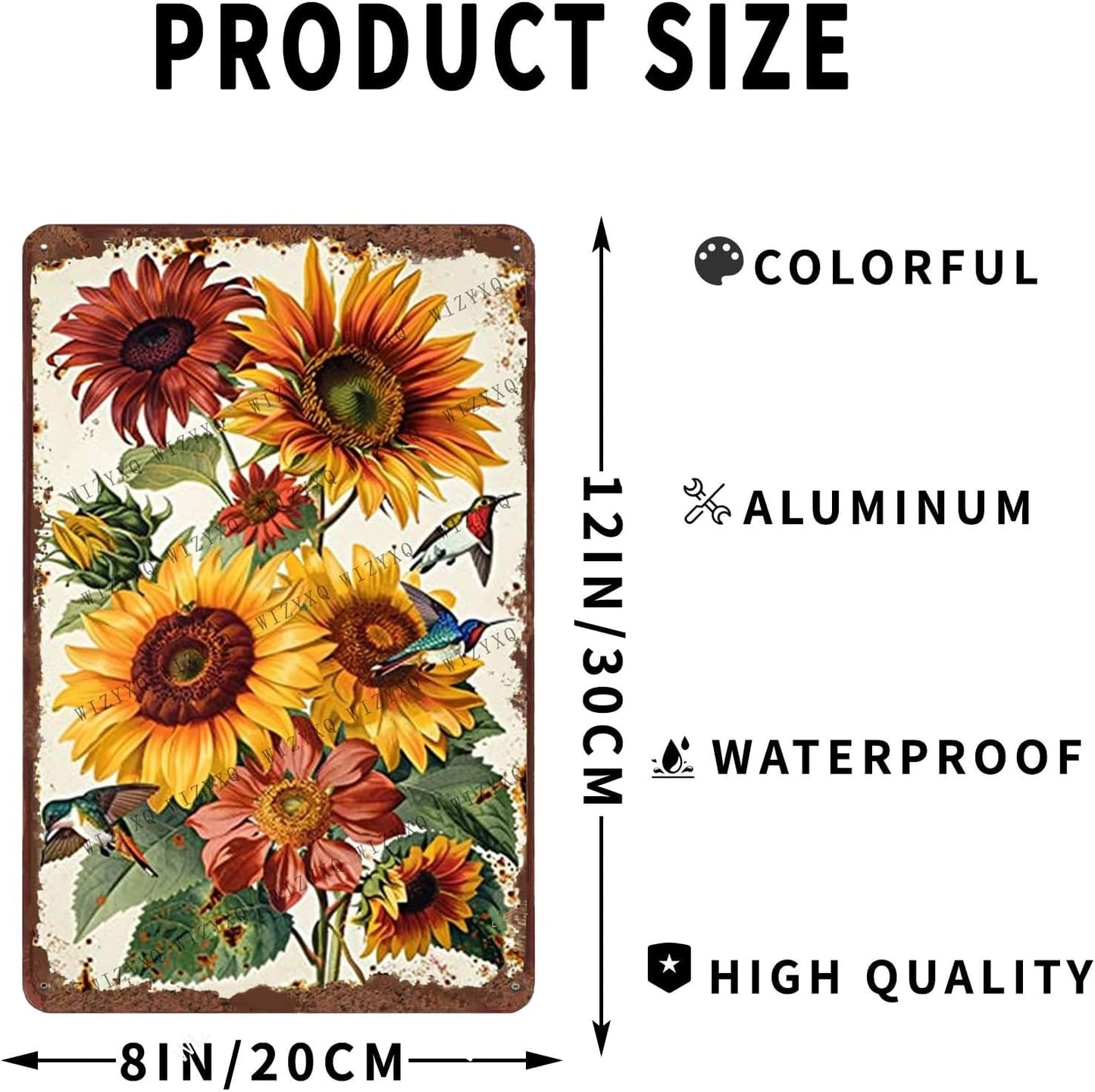 Metal Signs Flower Wild Flowers Vintage Metal Tin Sign for Home Office Kitchen Bar Cafe Garden Wall Decor 12x8 Inch